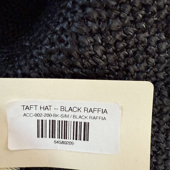 NWT DOEN TAFT BLACK RAFFIA WOVEN HAT S/M - Picture 7 of 9